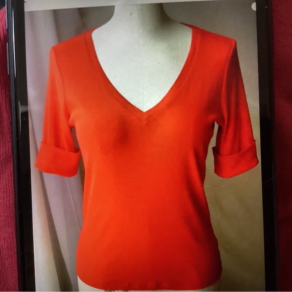RALPH LAUREN T-SHIRT SHORT SLEEVE V-NECK CORAL TEE COTTON Women’s Size MEDIUM - Picture 1 of 6